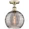 Edison Athens 10"W Antique Brass Semi-Flush Mount w/ Smoke Swirl Shade