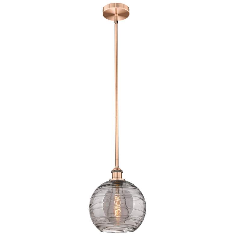 Image 1 Edison Athens 10"W Antique Copper Stemmed Mini Pendant w/ Smoke Swirl