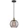 Edison Athens 10"W Black Brass Corded Mini Pendant w/ Smoke Swirl Shad
