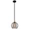 Edison Athens 10"W Black Brass Stemmed Mini Pendant w/ Smoke Swirl Sha