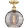 Edison Athens 10"W Brushed Brass Semi-Flush Mount w/ Smoke Swirl Shade