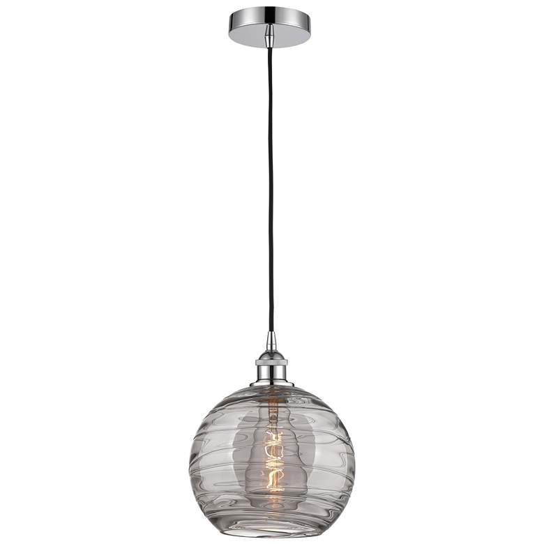 Image 1 Edison Athens 10"W Chrome Corded Mini Pendant w/ Smoke Swirl Shade