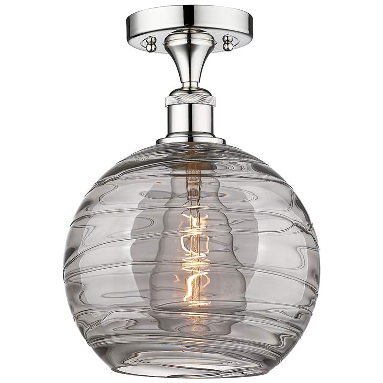 Image 1 Edison Athens 10"W Chrome Semi-Flush Mount w/ Smoke Swirl Shade
