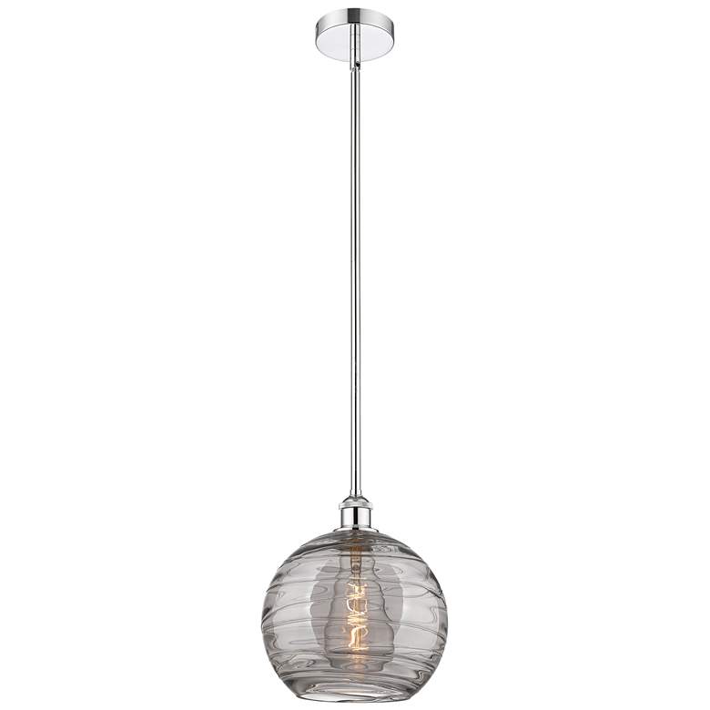 Image 1 Edison Athens 10"W Chrome Stemmed Mini Pendant w/ Smoke Swirl Shade