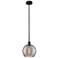 Edison Athens 10"W Matte Black Stemmed Mini Pendant w/ Smoke Swirl Sha