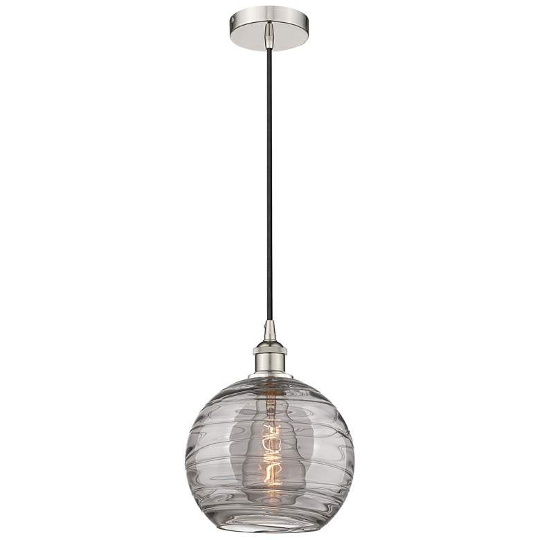 Image 1 Edison Athens 10"W Polished Nickel Corded Mini Pendant w/ Smoke Swirl