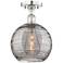 Edison Athens 10"W Polished Nickel Semi-Flush Mount w/ Smoke Swirl Sha