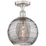 Edison Athens 10"W Satin Nickel Semi-Flush Mount w/ Smoke Swirl Shade