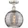 Edison Athens 10"W Satin Nickel Semi-Flush Mount w/ Smoke Swirl Shade