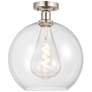 Edison Athens  12" Semi-Flush Mount - Brushed Satin Nickel - Clear Sha