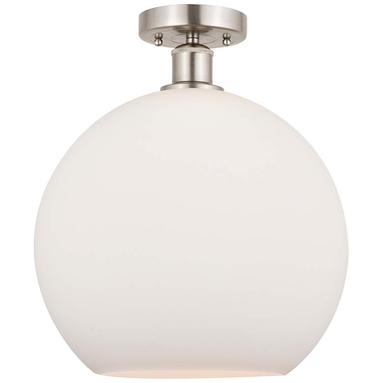 Image 1 Edison Athens 12" Semi-Flush Mount - Brushed Satin Nickel - Matte Whi