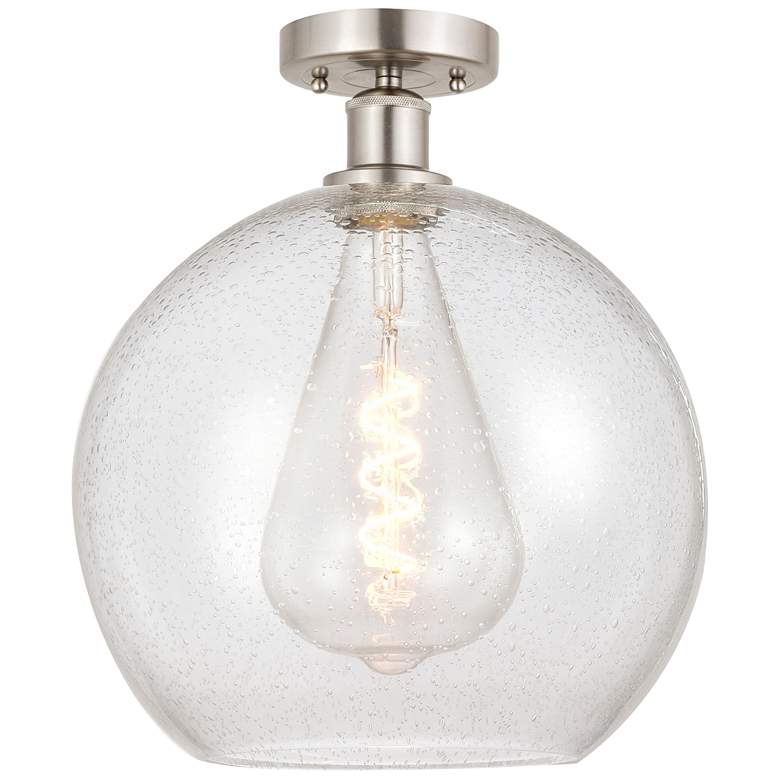 Image 1 Edison Athens 12" Semi-Flush Mount - Brushed Satin Nickel - Seedy Sha