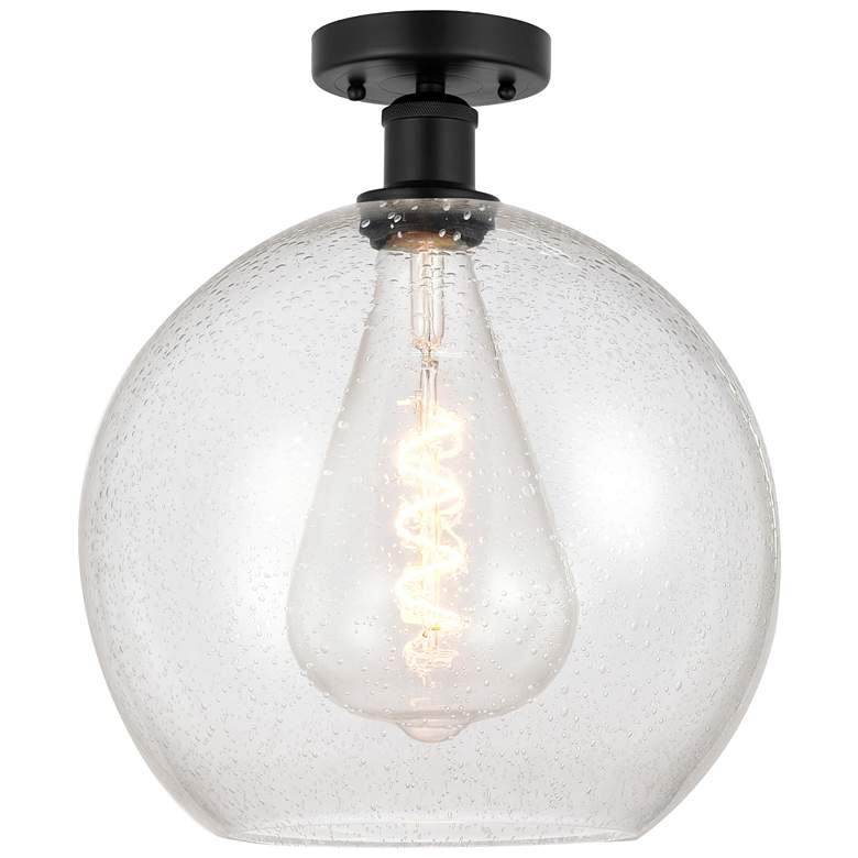 Image 1 Edison Athens 12" Semi-Flush Mount - Matte Black - Seedy Shade