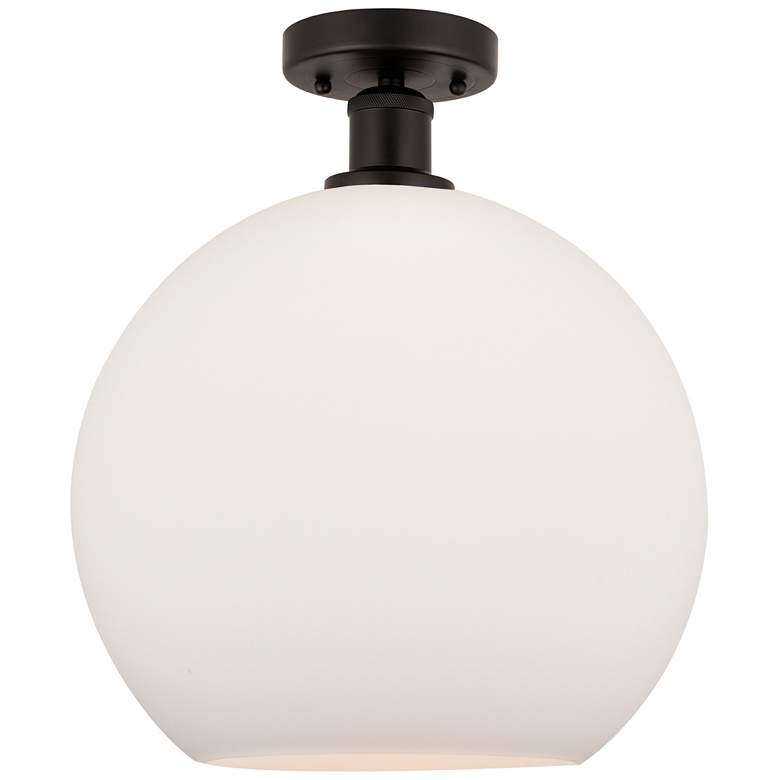 Image 1 Edison Athens 12" Semi-Flush Mount - Oil Rubbed Bronze - Matte White