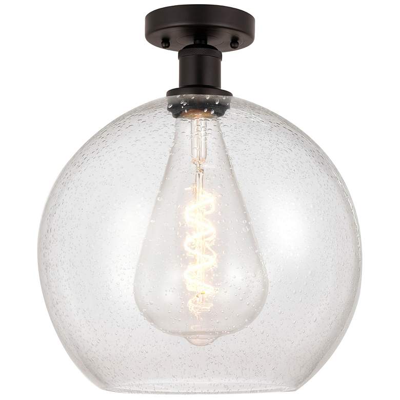 Image 1 Edison Athens 12" Semi-Flush Mount - Oil Rubbed Bronze - Seedy Shade