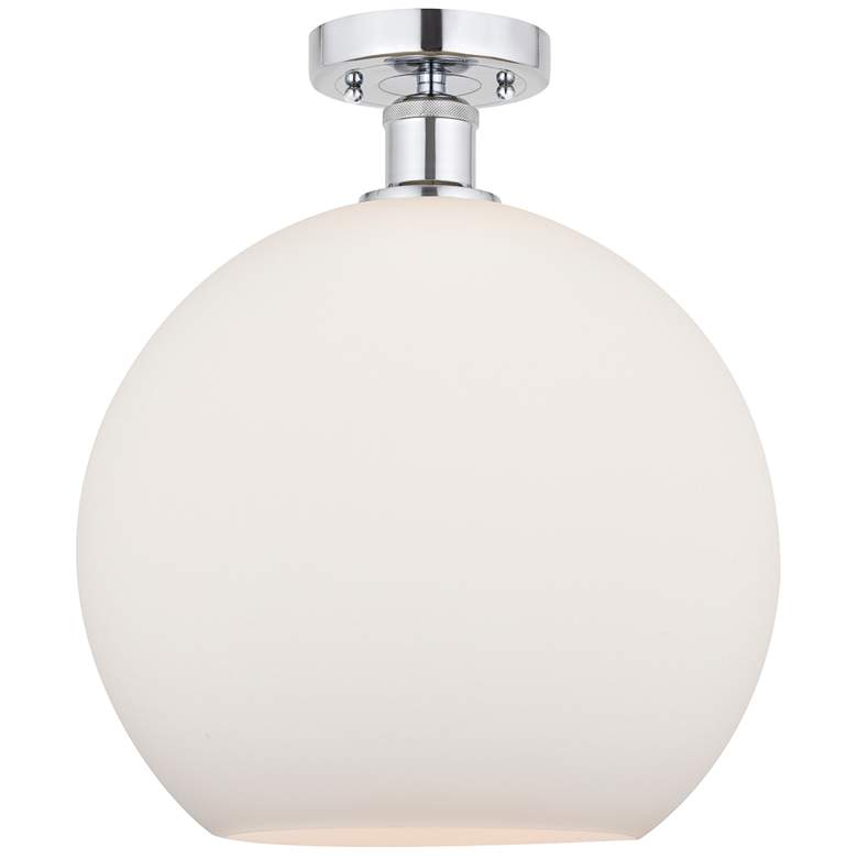 Image 1 Edison Athens 12" Semi-Flush Mount - Polished Chrome - Matte White Sh