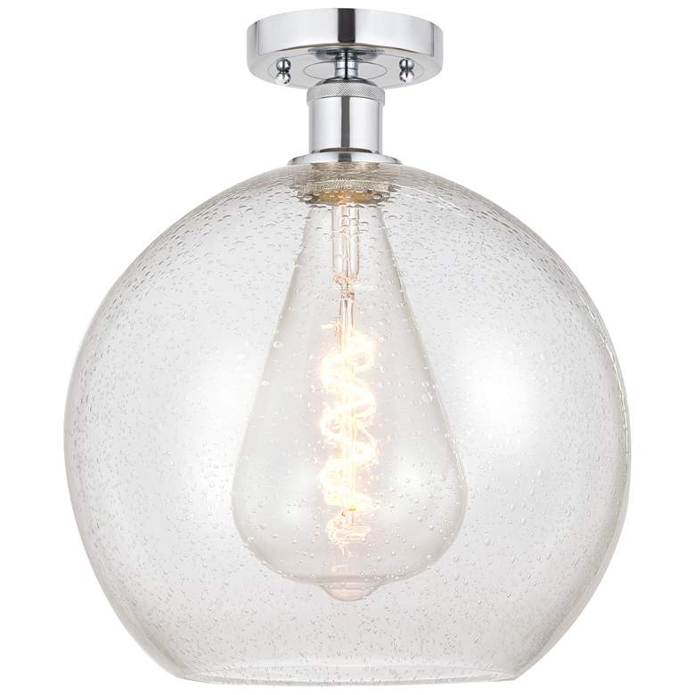 Image 1 Edison Athens 12" Semi-Flush Mount - Polished Chrome - Seedy Shade