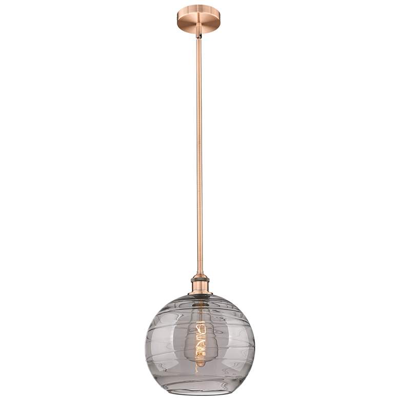Image 1 Edison Athens 12"W Antique Copper Stemmed Mini Pendant w/ Smoke Swirl