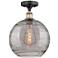 Edison Athens 12"W Black Antique Brass Semi-Flush w/ Smoke Swirl Shade