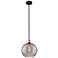 Edison Athens 12"W Black Brass Stemmed Mini Pendant w/ Smoke Swirl Sha