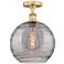 Edison Athens 12"W Brushed Brass Semi-Flush Mount w/ Smoke Swirl Shade
