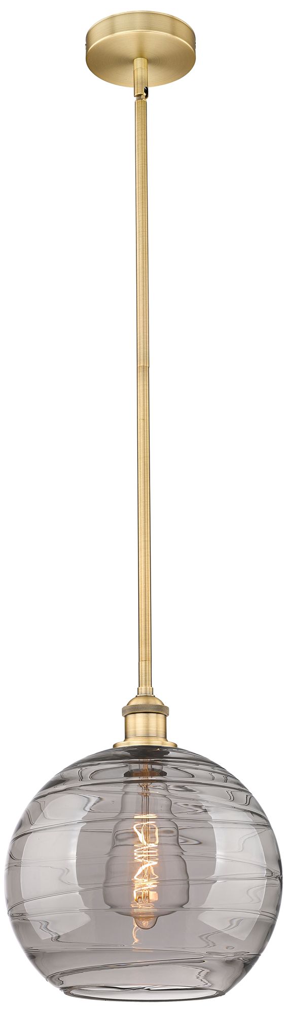 Edison Athens 12"W Brushed Brass Stemmed Mini Pendant w/ Smoke Swirl S