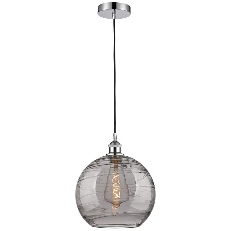 Image 1 Edison Athens 12"W Chrome Corded Mini Pendant w/ Smoke Swirl Shade