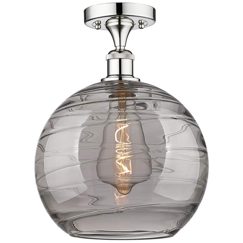 Image 1 Edison Athens 12"W Chrome Semi-Flush Mount w/ Smoke Swirl Shade