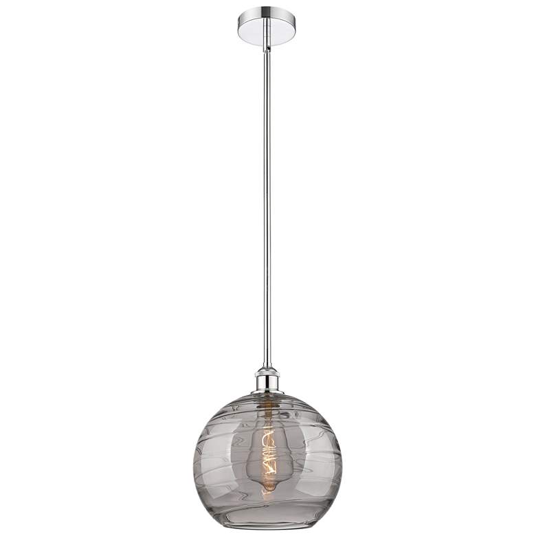 Image 1 Edison Athens 12"W Chrome Stemmed Mini Pendant w/ Smoke Swirl Shade