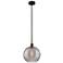 Edison Athens 12"W Matte Black Stemmed Mini Pendant w/ Smoke Swirl Sha