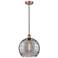 Edison Athens 13.75"W Antique Copper Corded Pendant w/ Smoke Swirl Sha