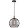 Edison Athens 13.75"W Black Brass Corded Pendant w/ Smoke Swirl Shade