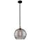 Edison Athens 13.75"W Black Brass Stemmed Pendant w/ Smoke Swirl Shade