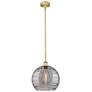 Edison Athens 13.75"W Brushed Brass Stemmed Pendant w/ Smoke Swirl Sha