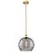Edison Athens 13.75"W Brushed Brass Stemmed Pendant w/ Smoke Swirl Sha