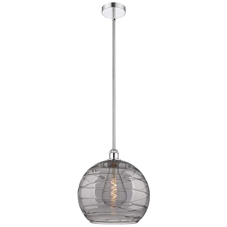 Image 1 Edison Athens 13.75"W Chrome Stemmed Pendant w/ Smoke Swirl Shade