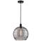Edison Athens 13.75"W Matte Black Corded Pendant w/ Smoke Swirl Shade