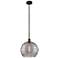 Edison Athens 13.75"W Matte Black Stemmed Pendant w/ Smoke Swirl Shade
