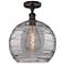 Edison Athens 13.75"W Oiled Bronze Semi-Flush Mount w/ Smoke Swirl Sha