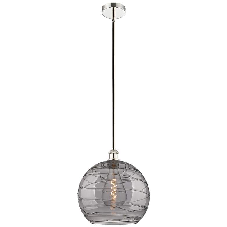 Image 1 Edison Athens 13.75"W Polished Nickel Stemmed Pendant w/ Smoke Swirl S