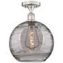Edison Athens 13.75"W Satin Nickel Semi-Flush Mount w/ Smoke Swirl Sha