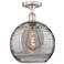 Edison Athens 13.75"W Satin Nickel Semi-Flush Mount w/ Smoke Swirl Sha