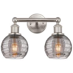 Edison Athens 14.88"W 2 Light Satin Nickel Bath Light w/ Smoke Swirl S