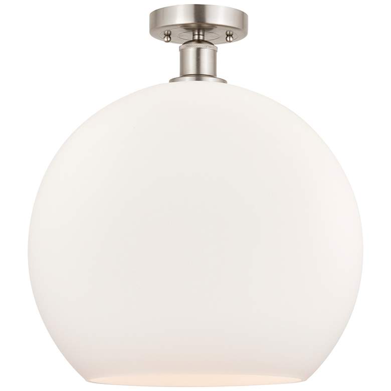 Image 1 Edison Athens 14" Semi-Flush Mount - Brushed Satin Nickel - Matte Whi