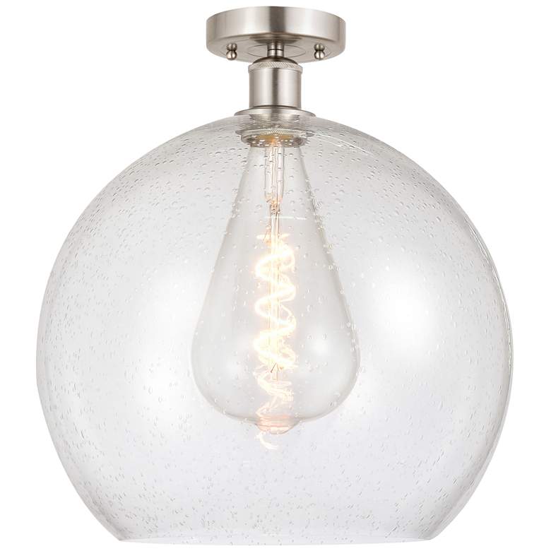 Image 1 Edison Athens 14" Semi-Flush Mount - Brushed Satin Nickel - Seedy Sha