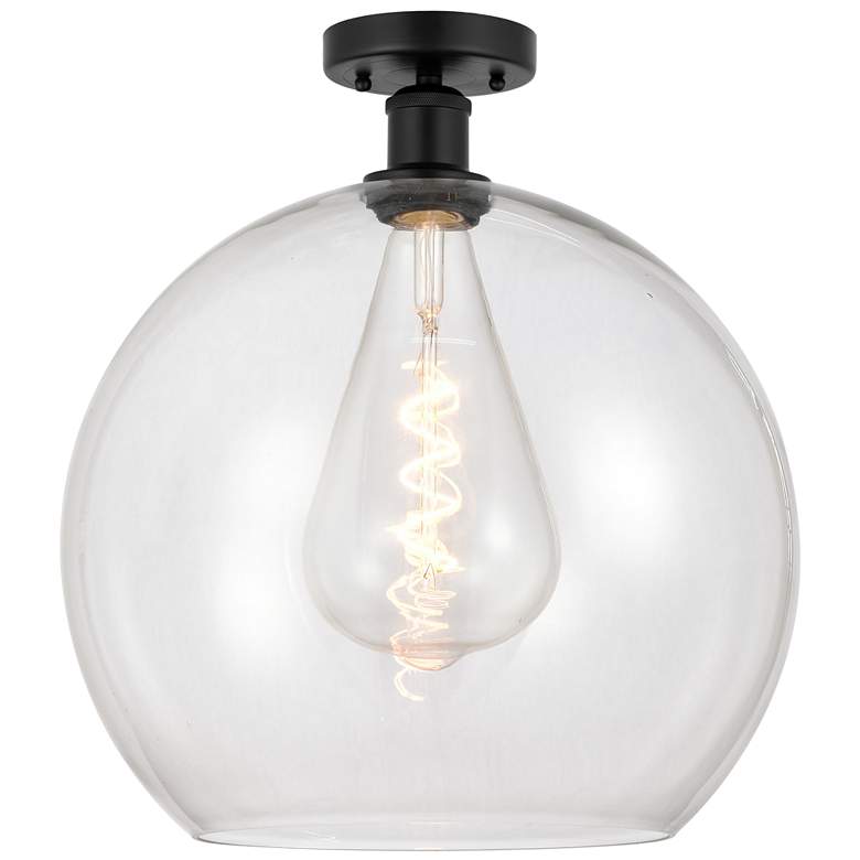 Image 1 Edison Athens 14" Semi-Flush Mount - Matte Black - Clear Shade