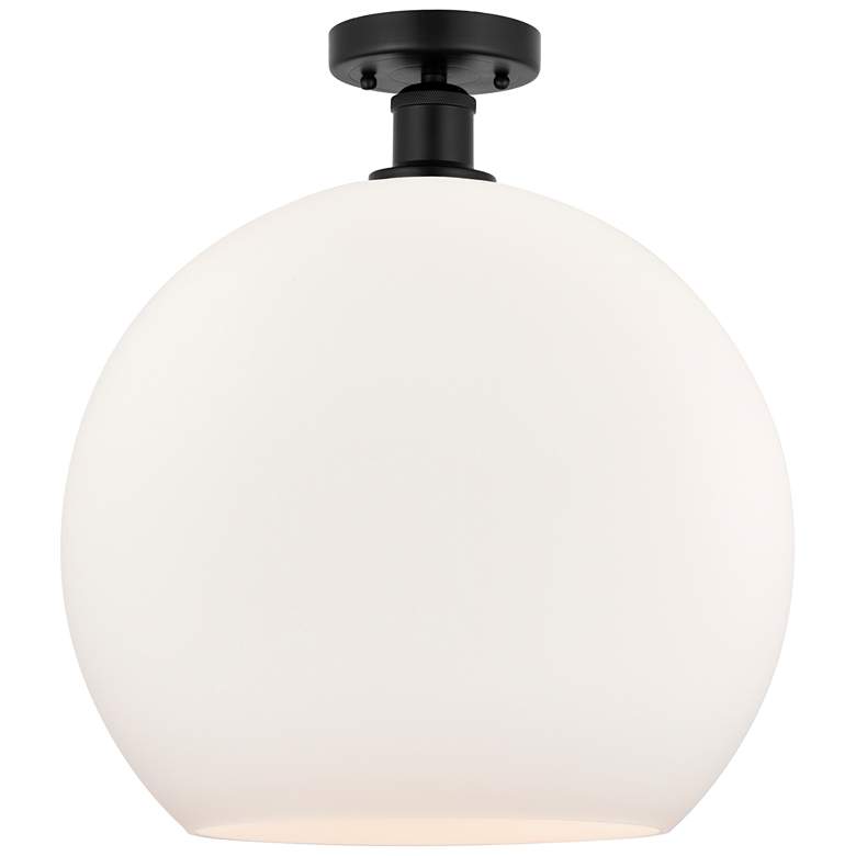 Image 1 Edison Athens 14" Semi-Flush Mount - Matte Black - Matte White Shade