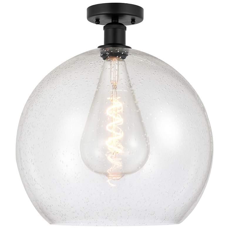 Image 1 Edison Athens 14" Semi-Flush Mount - Matte Black - Seedy Shade
