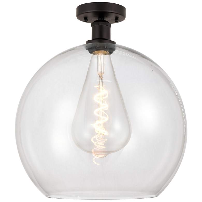 Image 1 Edison Athens 14" Semi-Flush Mount - Oil Rubbed Bronze - Clear Shade