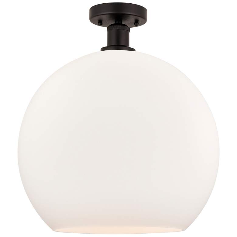 Image 1 Edison Athens 14" Semi-Flush Mount - Oil Rubbed Bronze - Matte White
